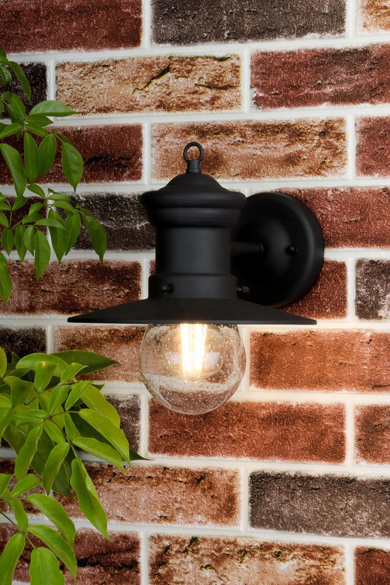 Dar Lighting Sedgewick Outdoor Wall Light Black Glass IP44 • SED1522