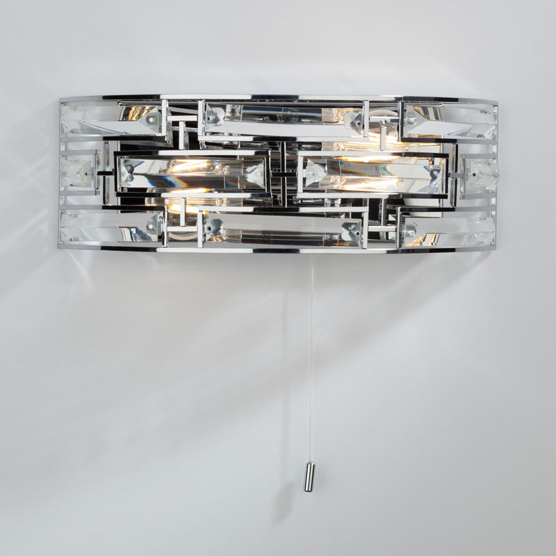Dar Lighting Seville 2 Light Wall Light Crystal Polished Chrome • SEV0950