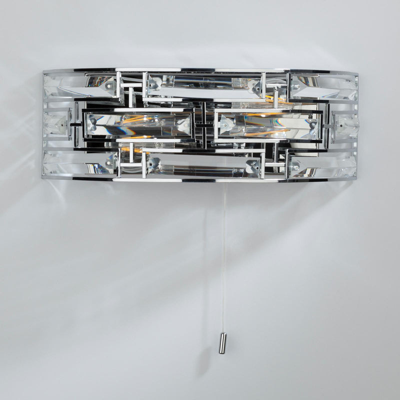 Dar Lighting Seville 2 Light Wall Light Crystal Polished Chrome • SEV0950