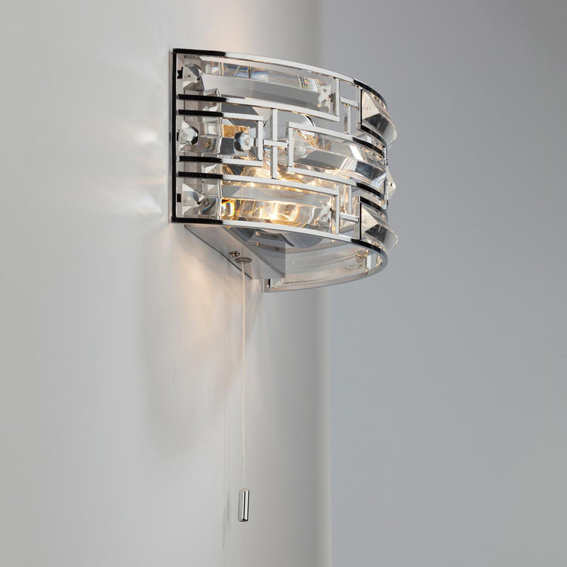 Dar Lighting Seville 2 Light Wall Light Crystal Polished Chrome • SEV0950