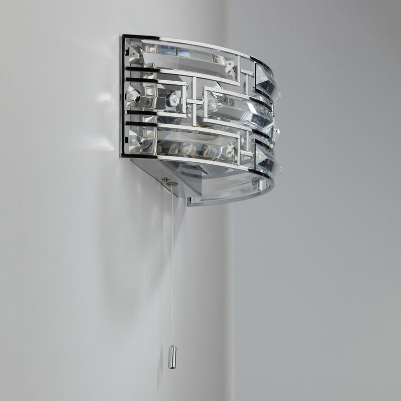 Dar Lighting Seville 2 Light Wall Light Crystal Polished Chrome • SEV0950
