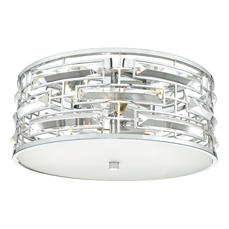 Dar Lighting Seville 3 Light Flush Polished Chrome Crystal With Diffuser • SEV5250