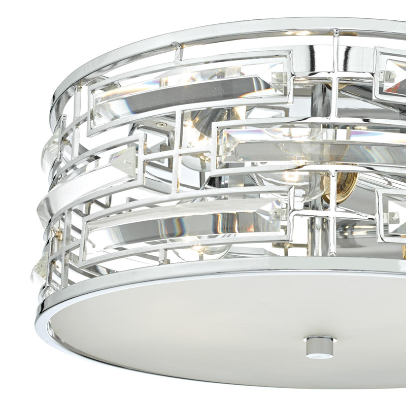 Dar Lighting Seville 3 Light Flush Polished Chrome Crystal With Diffuser • SEV5250