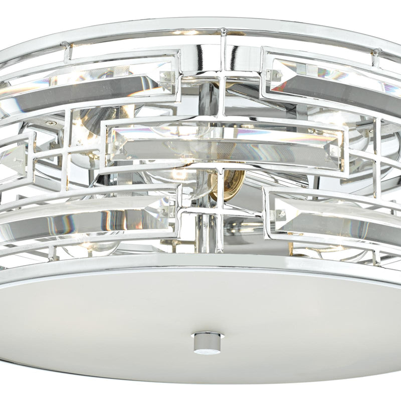 Dar Lighting Seville 3 Light Flush Polished Chrome Crystal With Diffuser • SEV5250