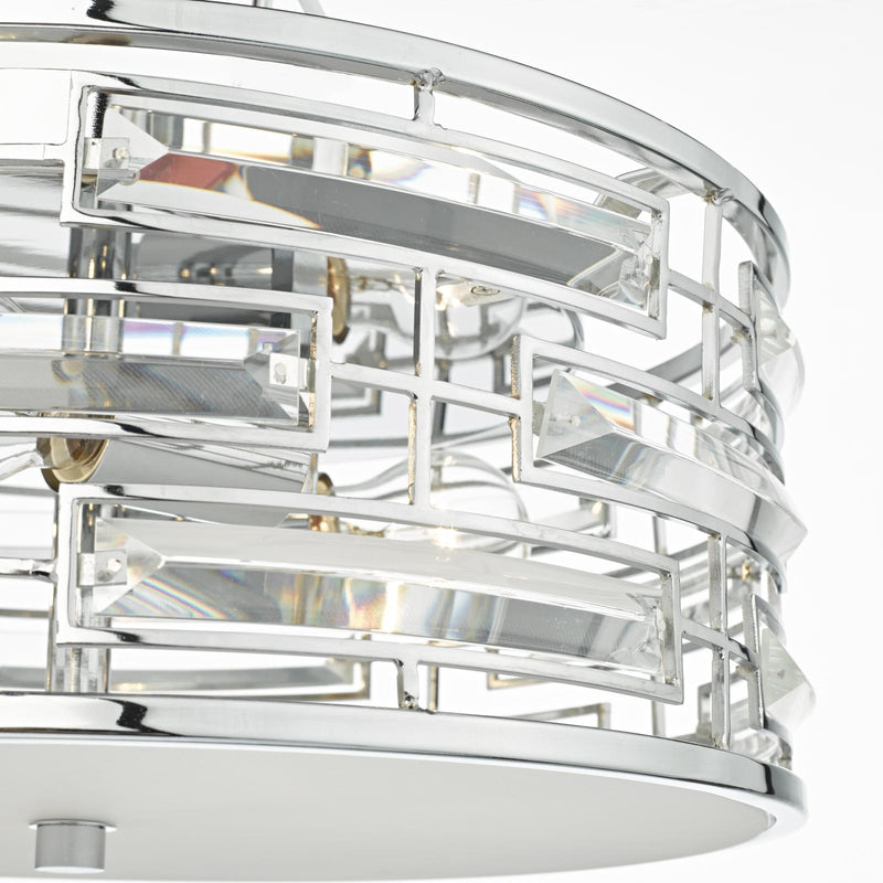 Dar Lighting Seville 3 Light Flush Polished Chrome Crystal With Diffuser • SEV5250