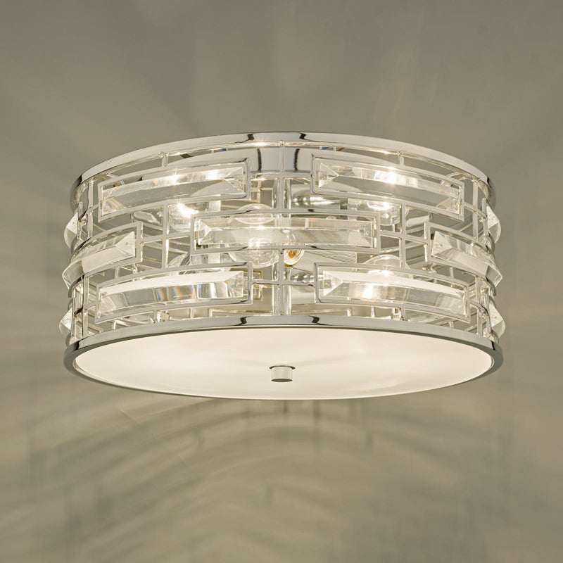 Dar Lighting Seville 3 Light Flush Polished Chrome Crystal With Diffuser • SEV5250