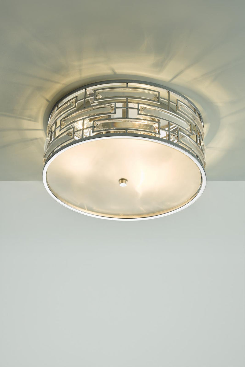 Dar Lighting Seville 3 Light Flush Polished Chrome Crystal With Diffuser • SEV5250