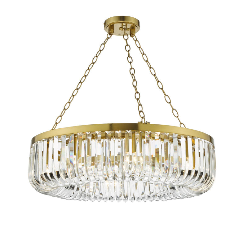 Dar Lighting Sigourney 8 Light Pendant Satin Gold and Crystal • SIG0835