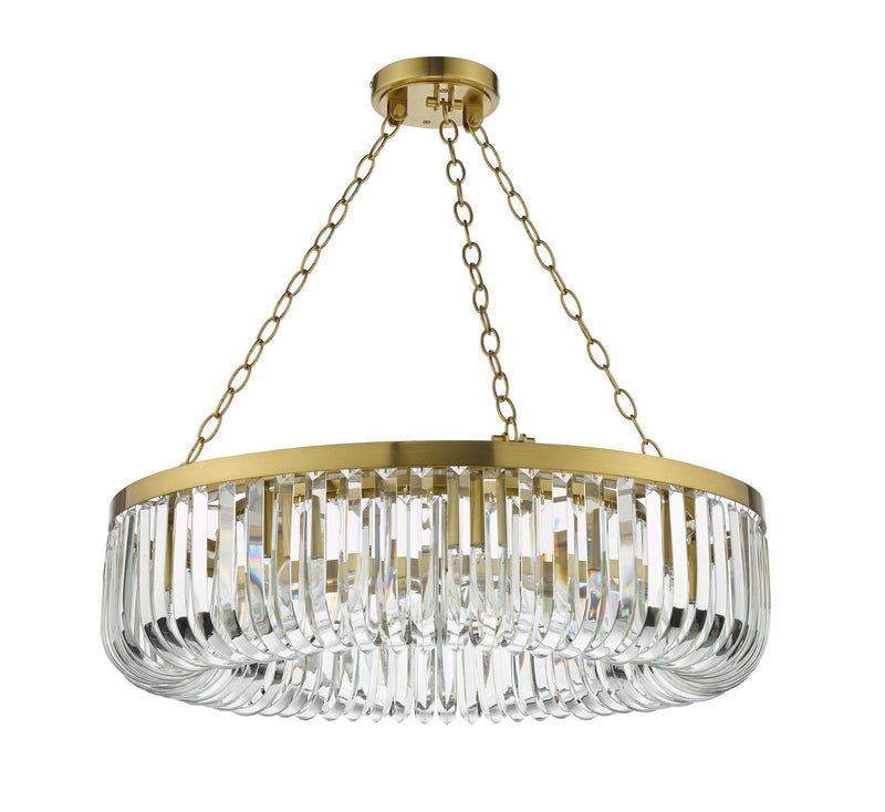 Dar Lighting Sigourney 8 Light Pendant Satin Gold and Crystal • SIG0835