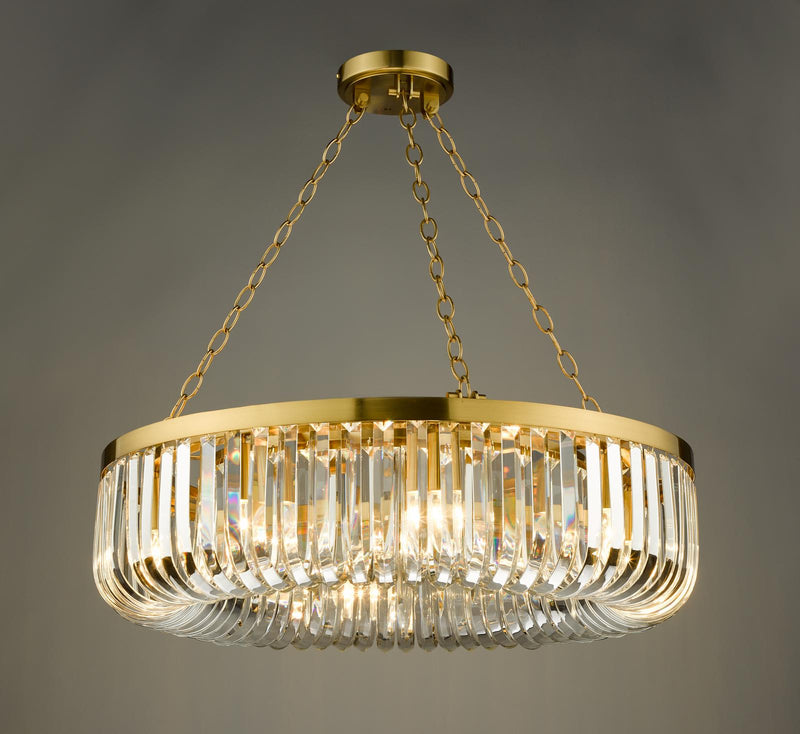 Dar Lighting Sigourney 8 Light Pendant Satin Gold and Crystal • SIG0835