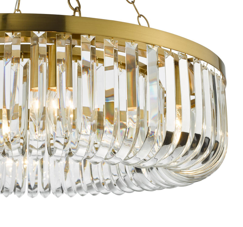 Dar Lighting Sigourney 8 Light Pendant Satin Gold and Crystal • SIG0835