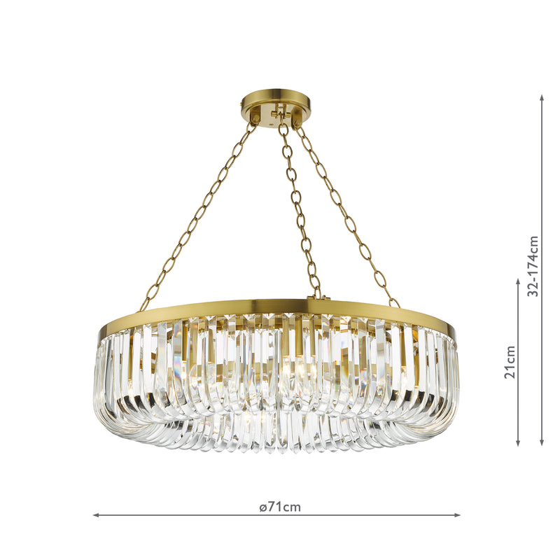Dar Lighting Sigourney 8 Light Pendant Satin Gold and Crystal • SIG0835