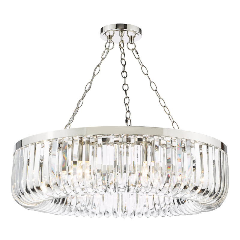 Dar Lighting Sigourney 8 Light Pendant Polished Nickel and Crystal • SIG0838