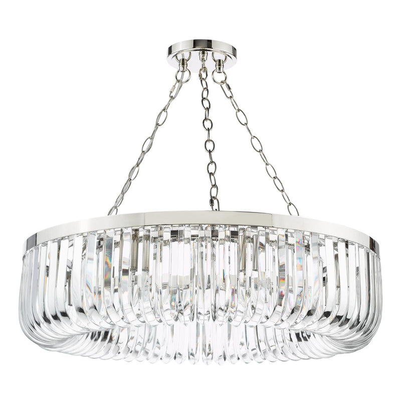 Dar Lighting Sigourney 8 Light Pendant Polished Nickel and Crystal • SIG0838