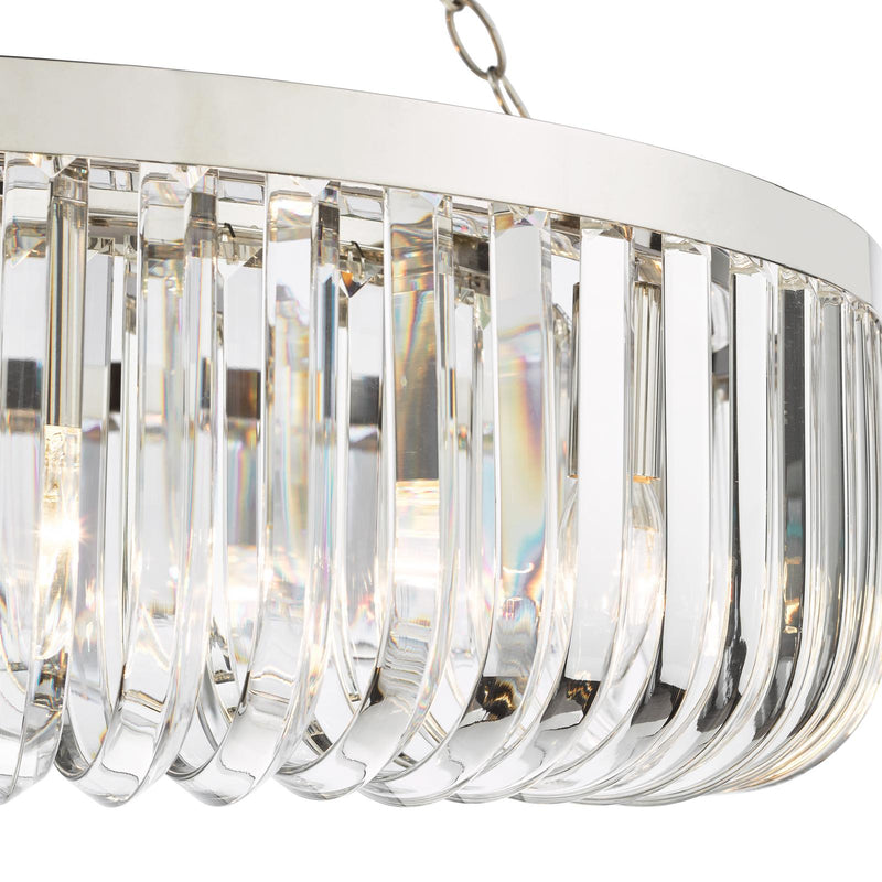 Dar Lighting Sigourney 8 Light Pendant Polished Nickel and Crystal • SIG0838
