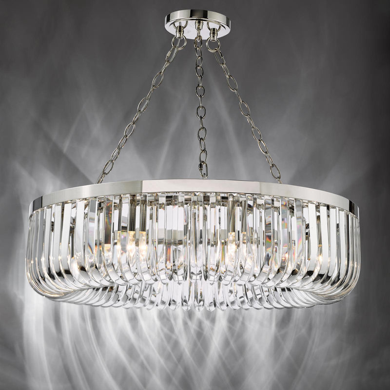 Dar Lighting Sigourney 8 Light Pendant Polished Nickel and Crystal • SIG0838