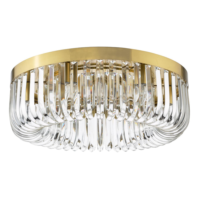 Dar Lighting Sigourney 6 Light Flush Satin Gold and Crystal • SIG6435