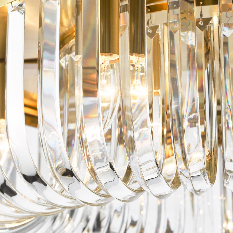 Dar Lighting Sigourney 6 Light Flush Satin Gold and Crystal • SIG6435