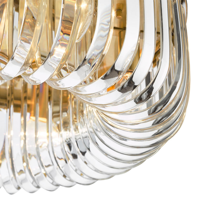 Dar Lighting Sigourney 6 Light Flush Satin Gold and Crystal • SIG6435