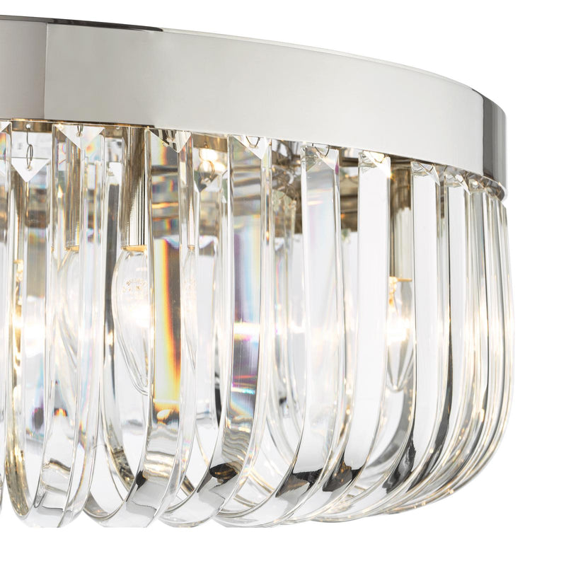 Dar Lighting Sigourney 6 Light Flush Polished Nickel and Crystal • SIG6438