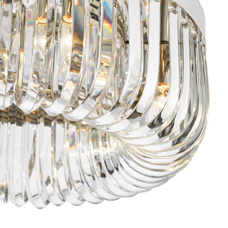 Dar Lighting Sigourney 6 Light Flush Polished Nickel and Crystal • SIG6438