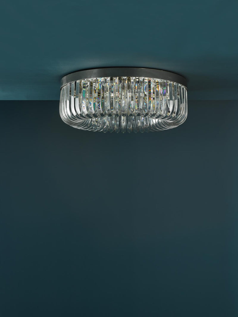 Dar Lighting Sigourney 6 Light Flush Polished Nickel and Crystal • SIG6438