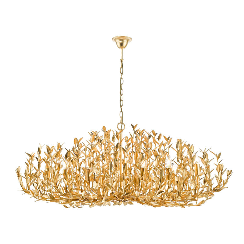 Dar Lighting Silvius 12 Light Oval Pendant Gold Leaf • SIL1235