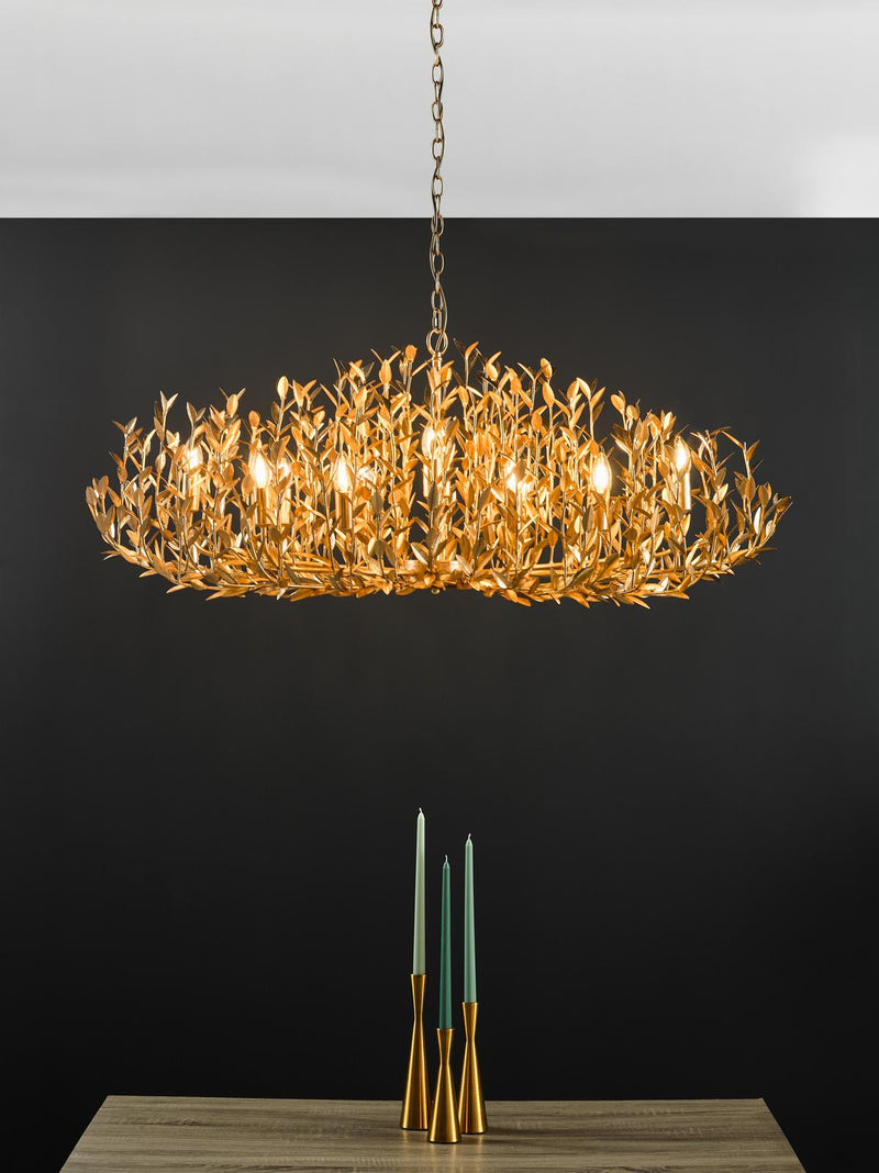 Dar Lighting Silvius 12 Light Oval Pendant Gold Leaf • SIL1235