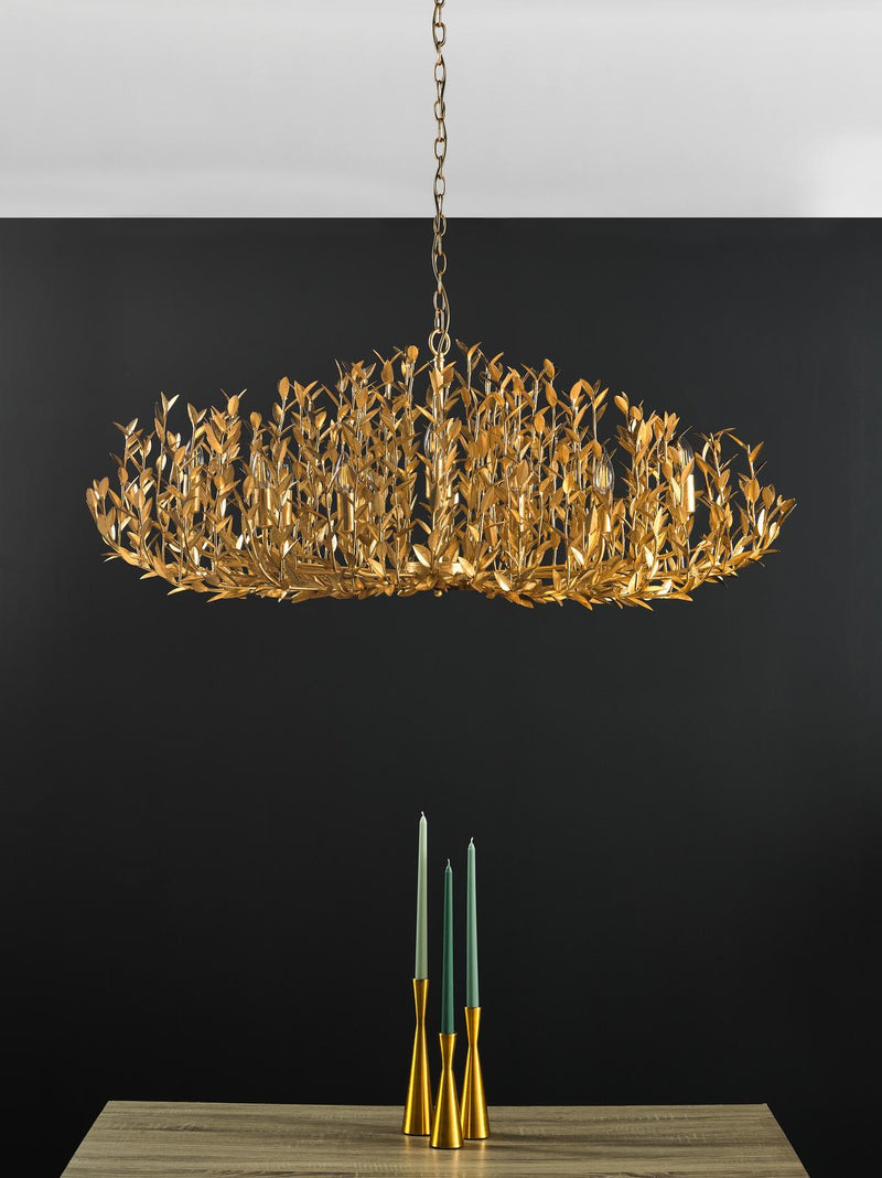 Dar Lighting Silvius 12 Light Oval Pendant Gold Leaf • SIL1235