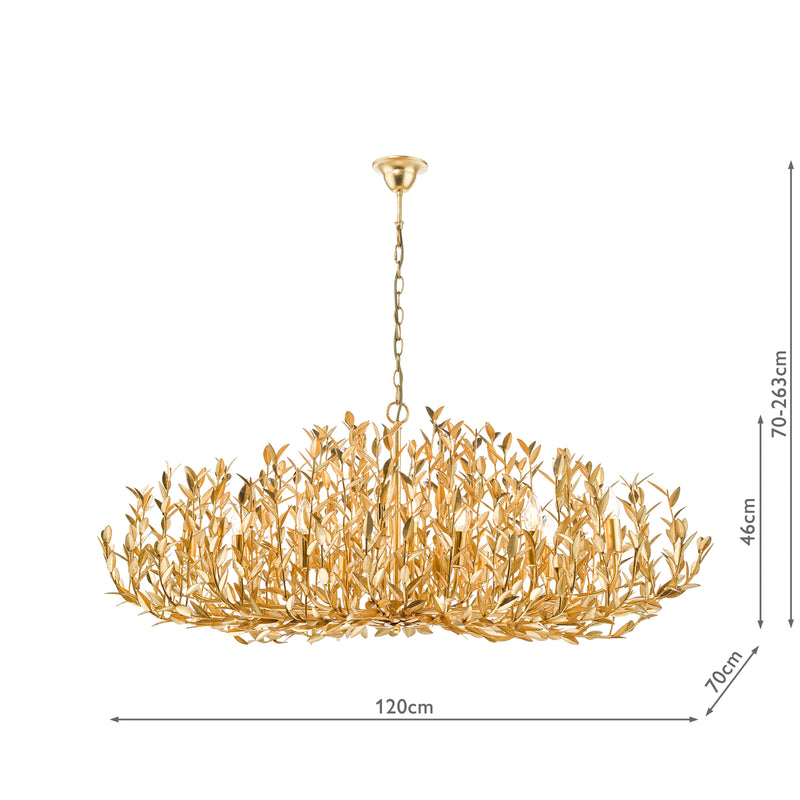 Dar Lighting Silvius 12 Light Oval Pendant Gold Leaf • SIL1235