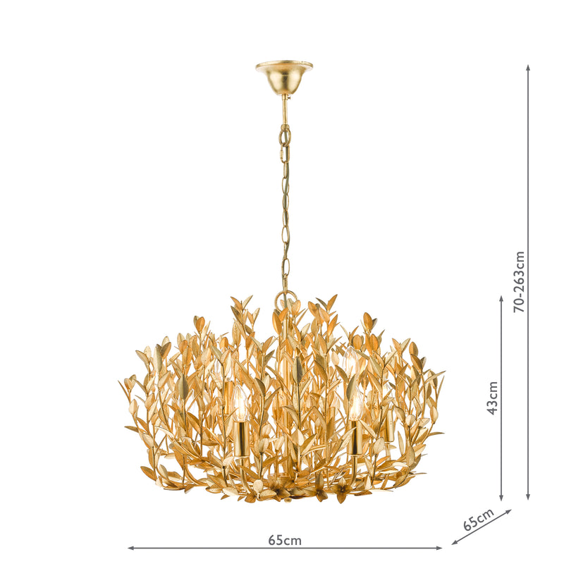 Dar Lighting Silvius 9 Light Pendant Gold Leaf • SIL1335