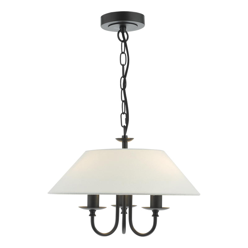 Dar Lighting Sivan 3 Light Pendant Matt Black With Shade • SIV0322