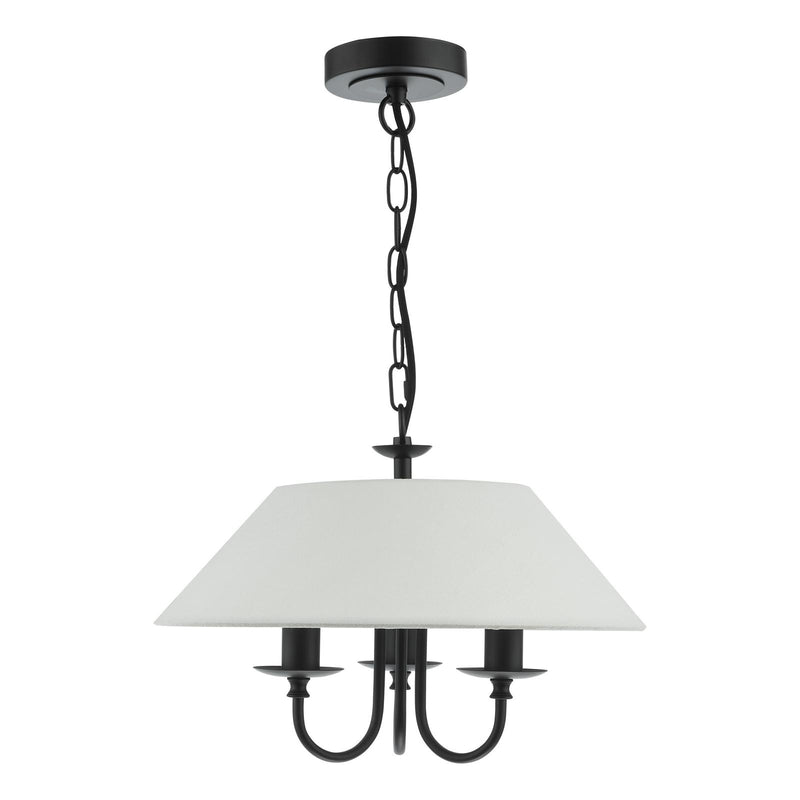 Dar Lighting Sivan 3 Light Pendant Matt Black With Shade • SIV0322