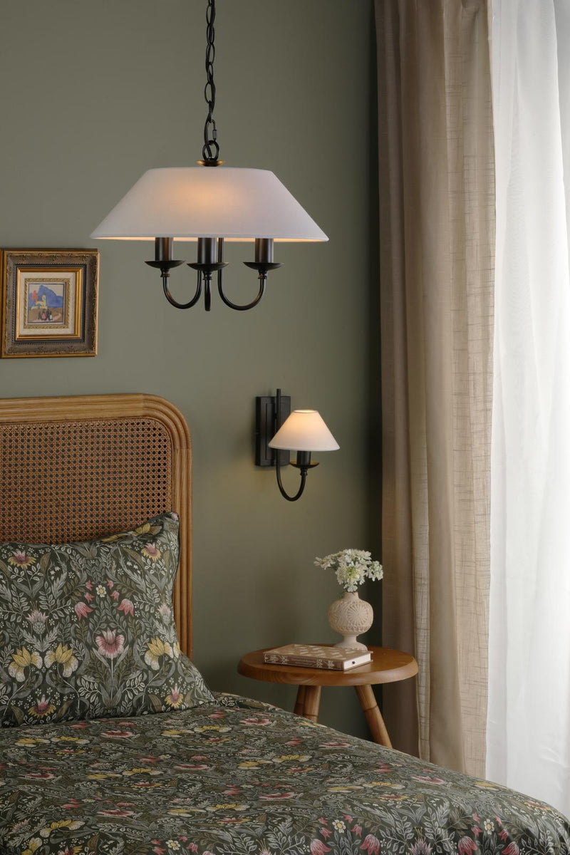 Dar Lighting Sivan 3 Light Pendant Matt Black With Shade • SIV0322
