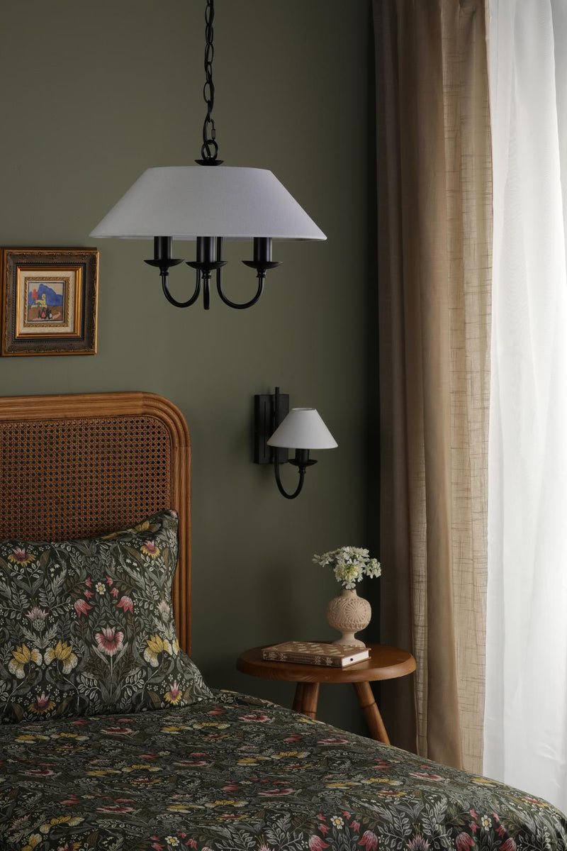 Dar Lighting Sivan 3 Light Pendant Matt Black With Shade • SIV0322