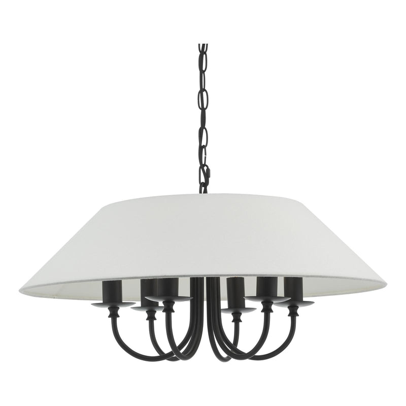 Dar Lighting Sivan 6 Light Pendant Matt Black With Shade • SIV0622