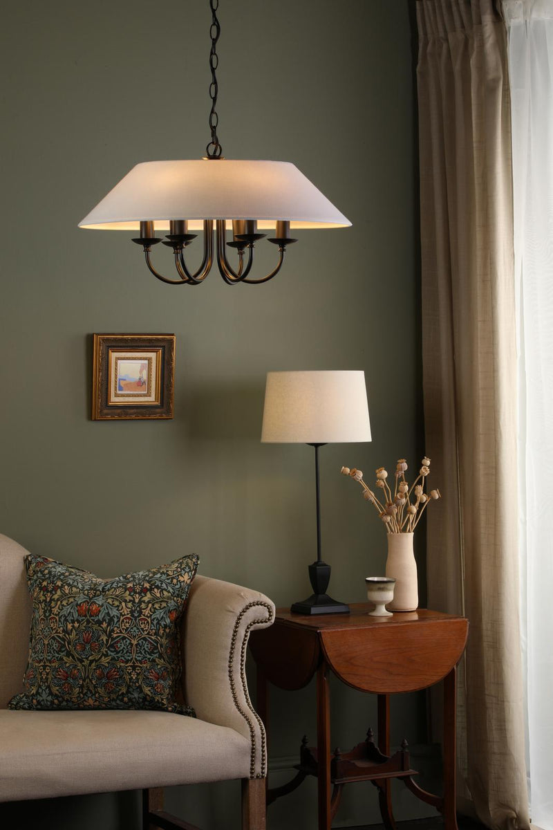 Dar Lighting Sivan 6 Light Pendant Matt Black With Shade • SIV0622