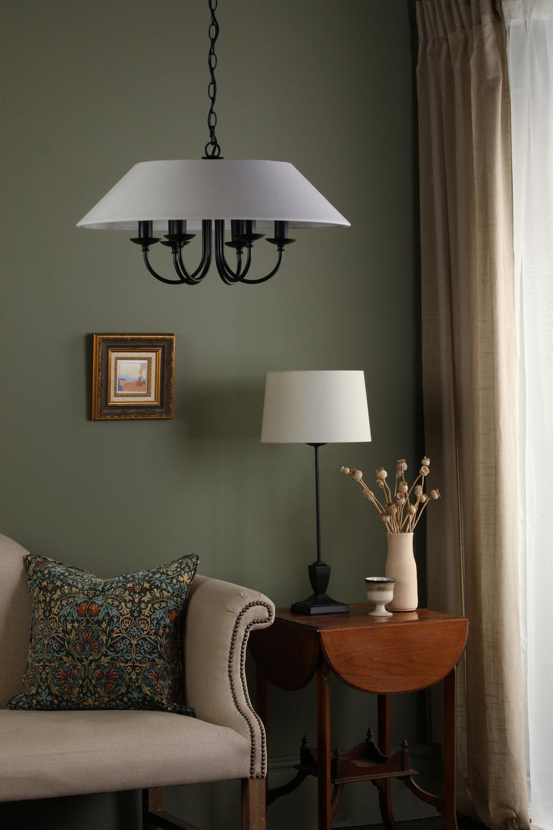 Dar Lighting Sivan 6 Light Pendant Matt Black With Shade • SIV0622
