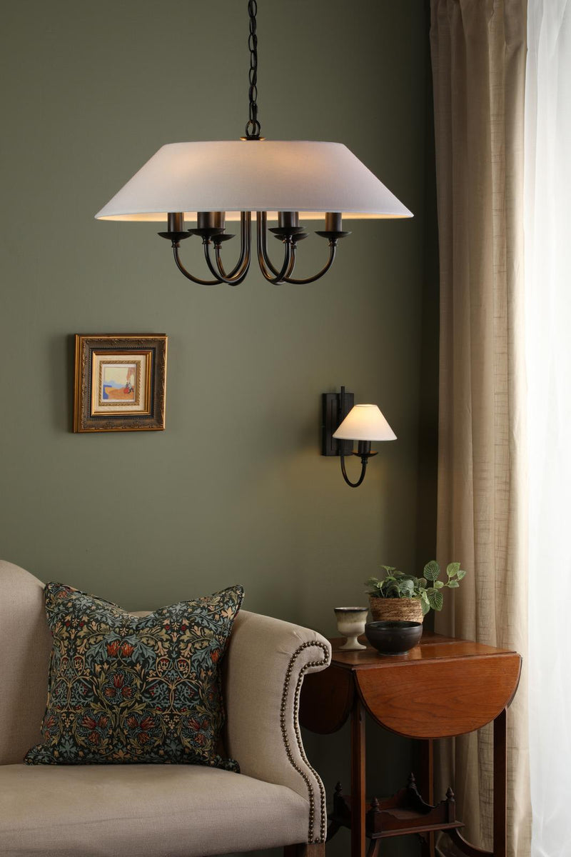 Dar Lighting Sivan 6 Light Pendant Matt Black With Shade • SIV0622