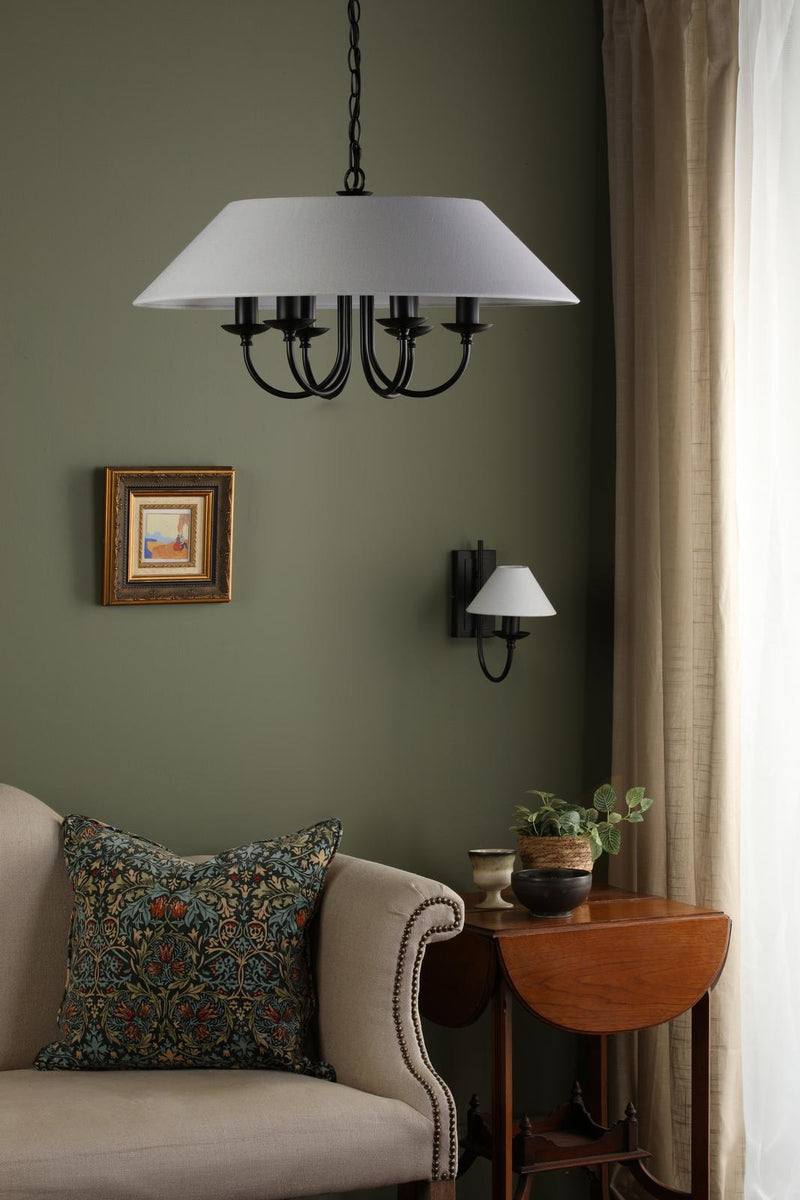 Dar Lighting Sivan 6 Light Pendant Matt Black With Shade • SIV0622