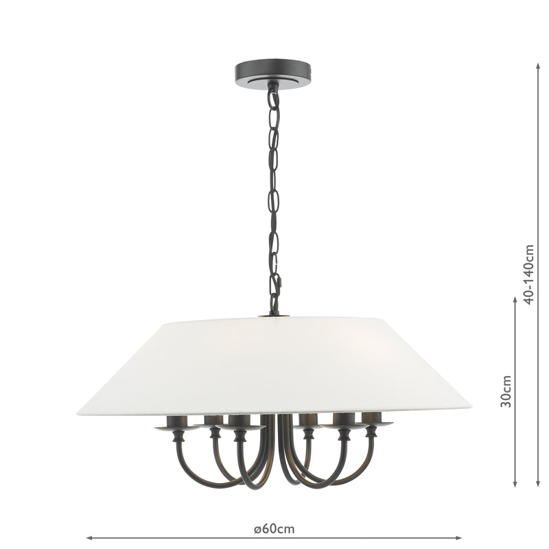 Dar Lighting Sivan 6 Light Pendant Matt Black With Shade • SIV0622