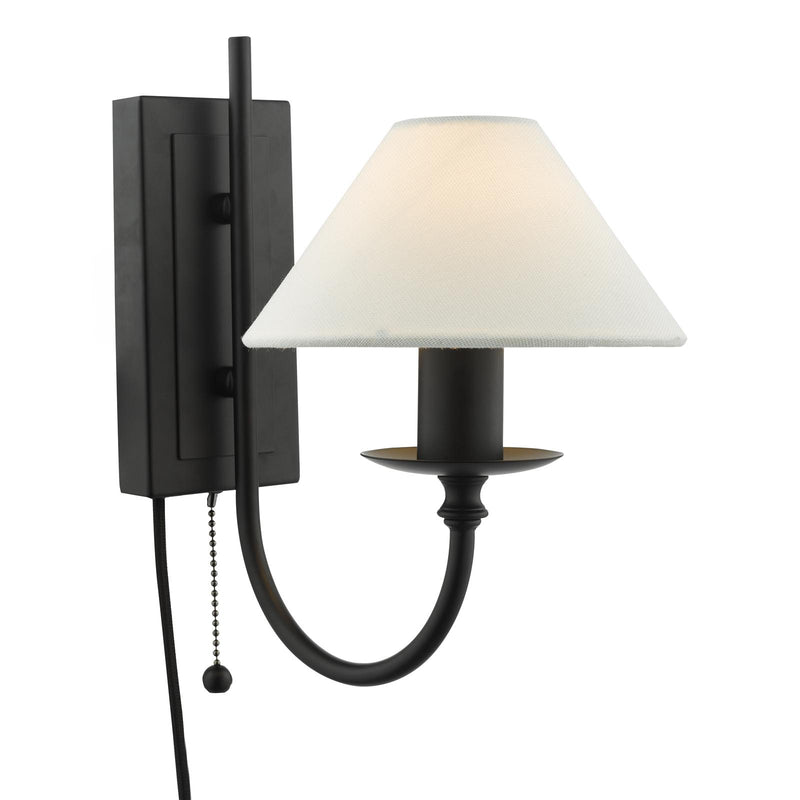 Dar Lighting Sivan Plugged Wall Light Matt Black With Shade • SIV0722