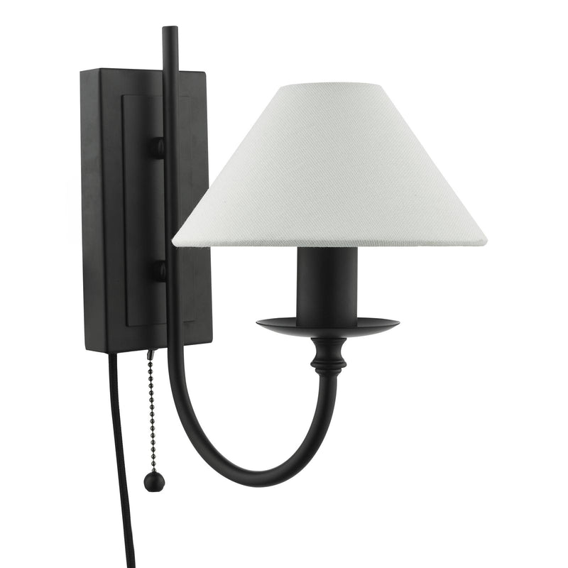 Dar Lighting Sivan Plugged Wall Light Matt Black With Shade • SIV0722