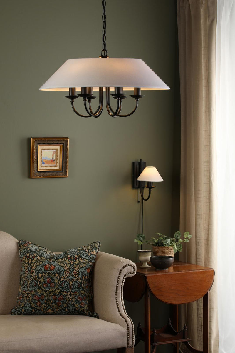 Dar Lighting Sivan Plugged Wall Light Matt Black With Shade • SIV0722