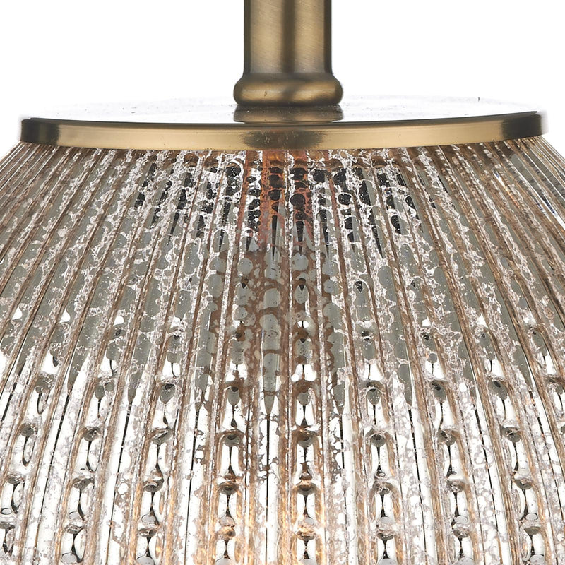 Dar Lighting Sonia Dual Light Table Lamp Antique Brass & Silver Glass With Shade • SON4232