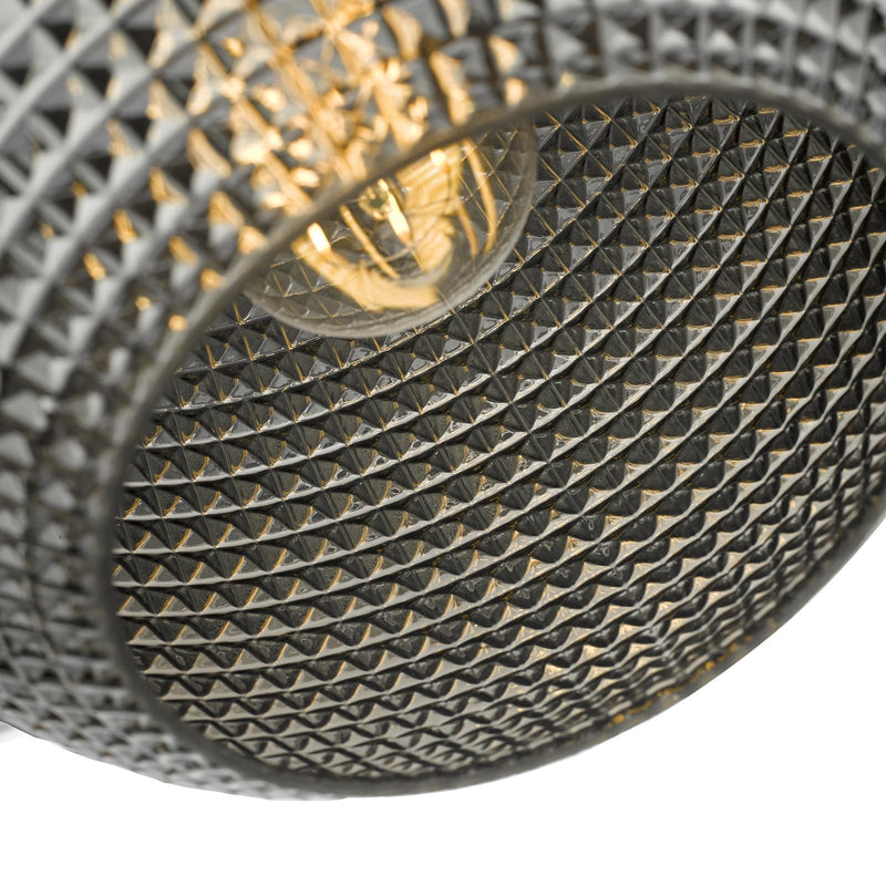 Dar Lighting Soren 1 Light Pendant Black And Smoked Textured Glass • SOR0110