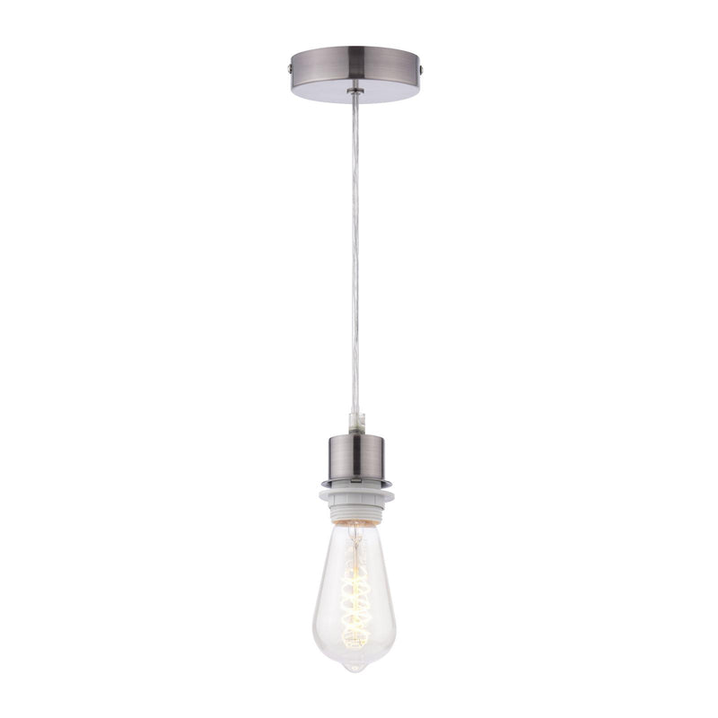 Dar Lighting 1 Light Antique Chrome E27 Suspension With Clear Cable • SP61