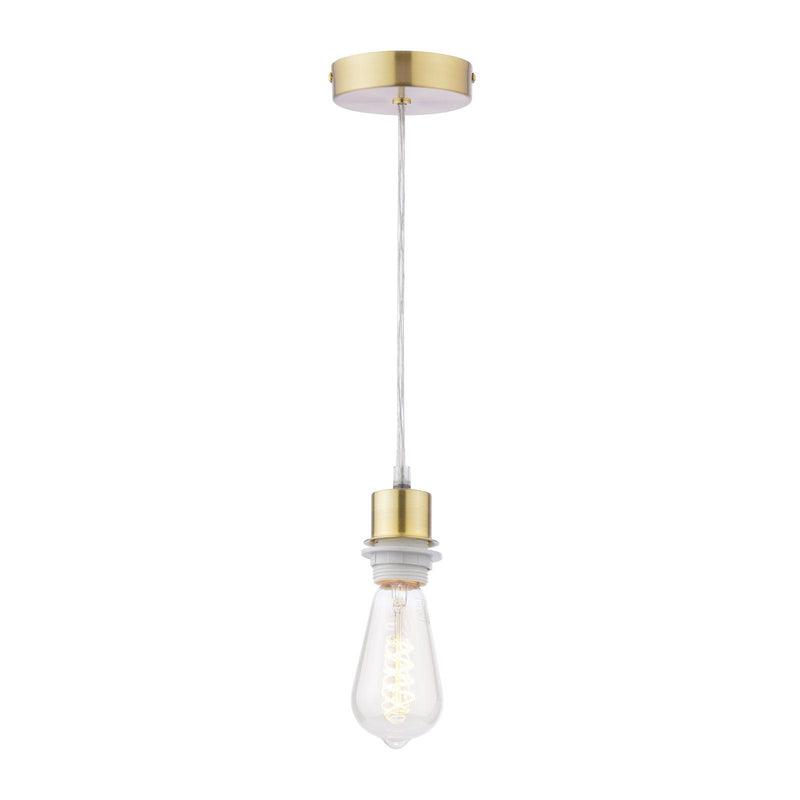 Dar Lighting 1 Light Satin Brass E27 Suspension With Clear Cable • SP63