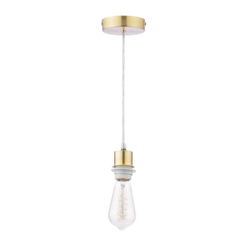 Dar Lighting 1 Light Satin Brass E27 Suspension With Clear Cable • SP63