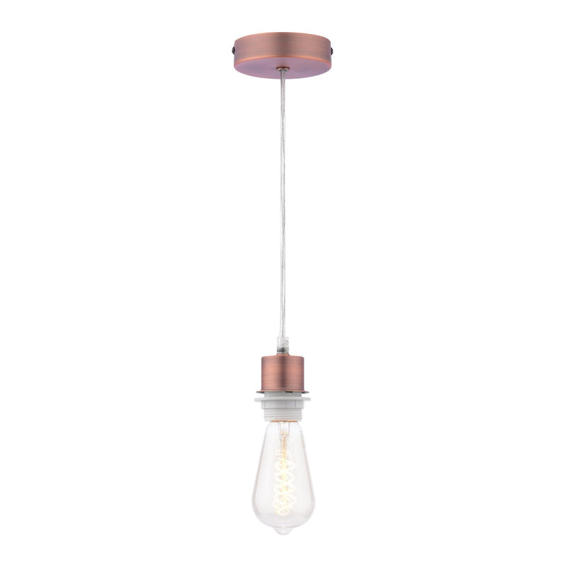 Dar Lighting 1 Light Aged Copper E27 Suspension With Clear Cable • SP64
